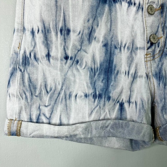 Dickies Women's Cuffed Button Fly Acid Wash Tie Dye Stretch Denim Shorts Size 7 - Picture 10 of 16